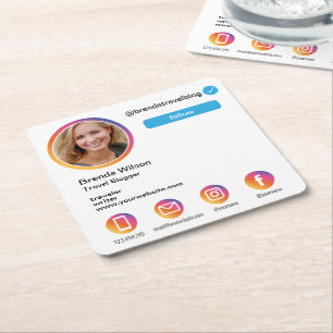 Instagram photo trendy social media modern square paper coaster