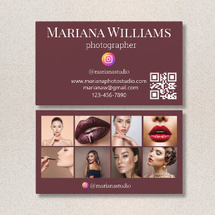 instagram photographer 8 photos qr code brown business card
