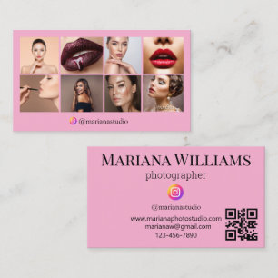instagram photographer 8 photos qr code pink business card