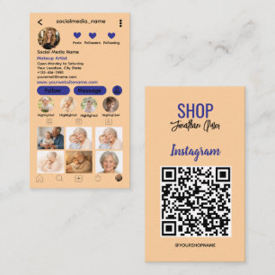 Instagram QR Code Business   Follow Me Photo Grid Card