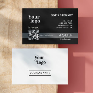 Instagram Qr Code Modern Bold Black And White Business Card