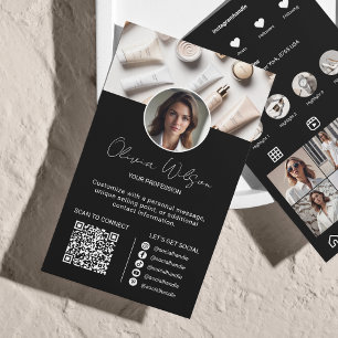 Instagram Scan To Connect QR Code Black Business Card