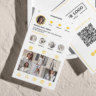 Instagram Scan To Connect QR Code Yellow Business Card
