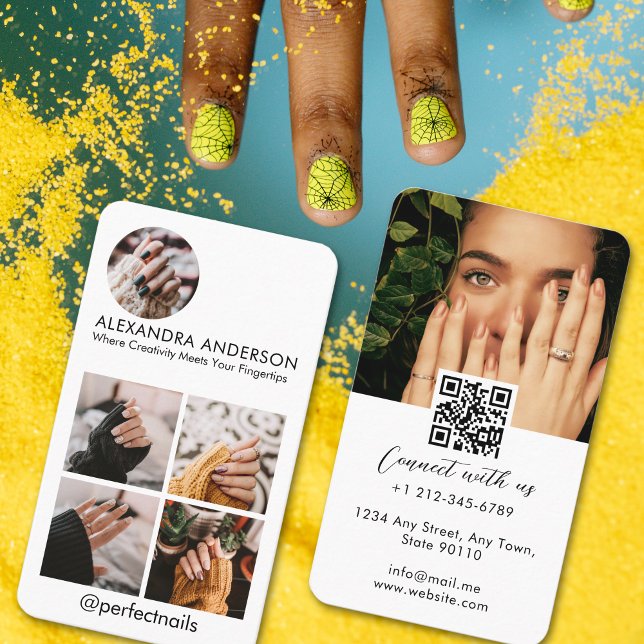 Instagram Social Media Profile Photo Collage Business Card (Instagram Social Media Profile Photo Grid QR Code Business Card
)