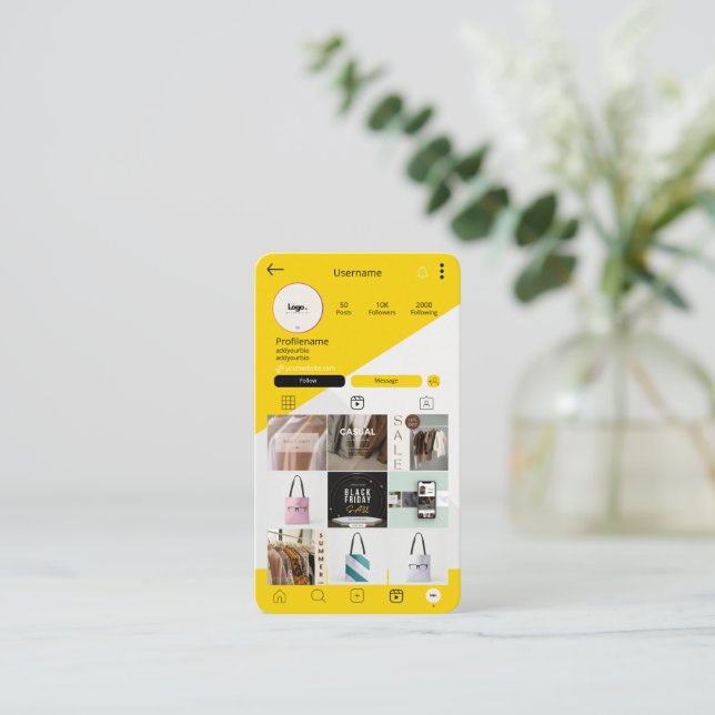 Instagram Social Media QR Code Cartes de visite (Debout devant)