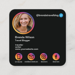 Instagram Style Blogger Travel fashion Lifestyle Square Business Card