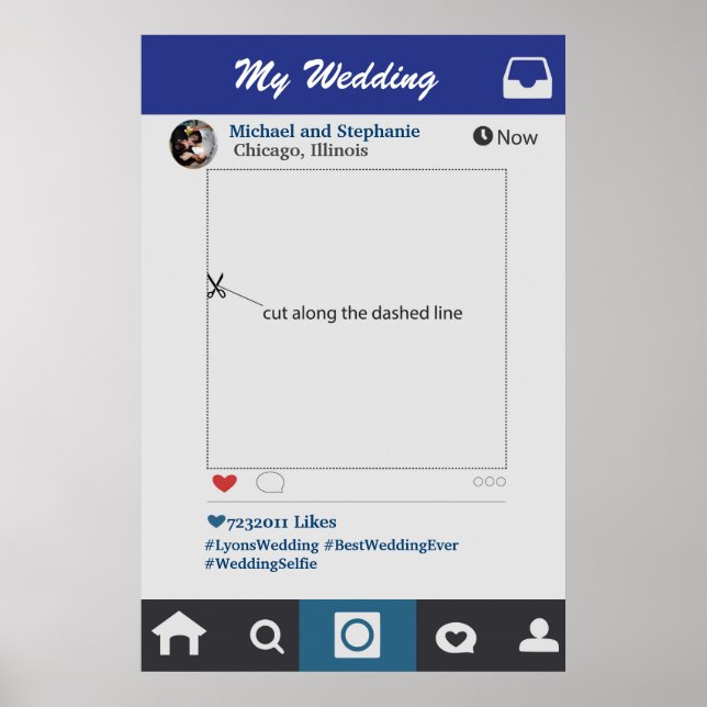 Instagram Style Wedding Photobooth Frame Prop Poster (Front)