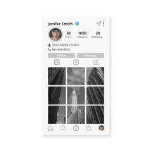 Instagram Style with Social Media Icons & QR Code