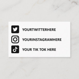 Instagram Tik Tok Twitter Business Card
