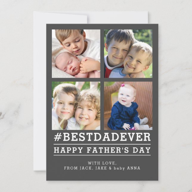 Instagrammed 4 Photo Father's Day Card (Front)