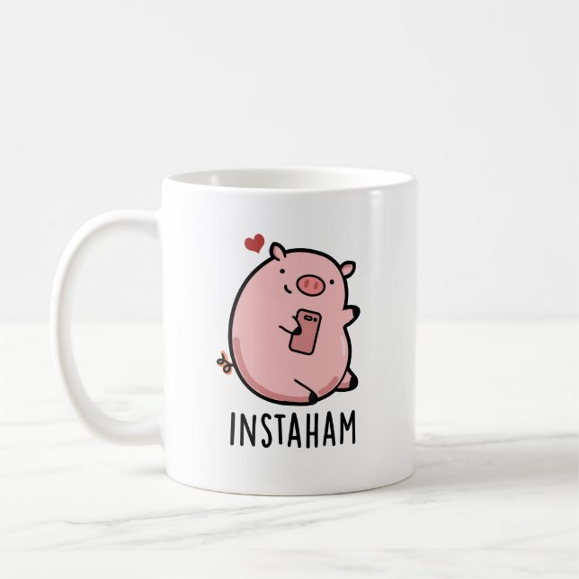 Instaham Funny Social Media Pig Pun  Coffee Mug (Left)