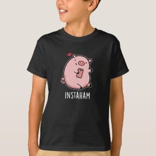 Instaham Funny Social Media Pig Pun Dark BG T-Shirt