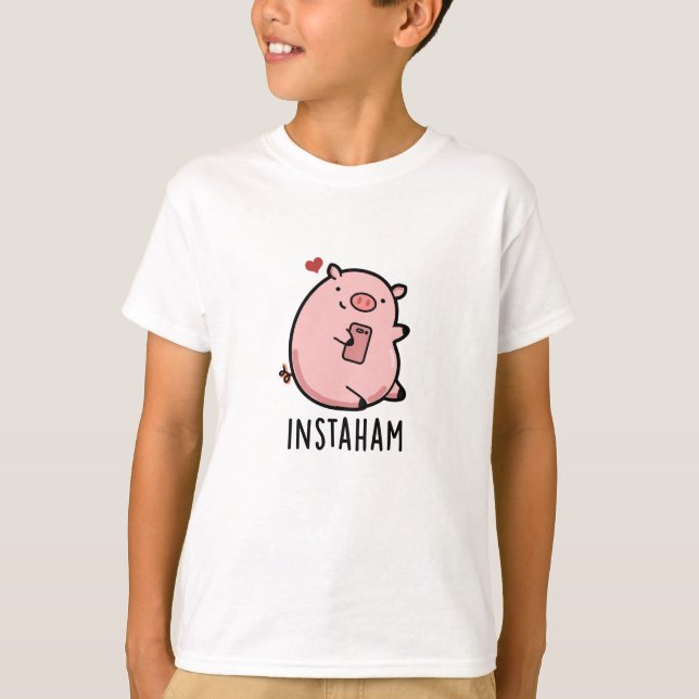 Instaham Funny Social Media Pig Pun T-Shirt (Front)