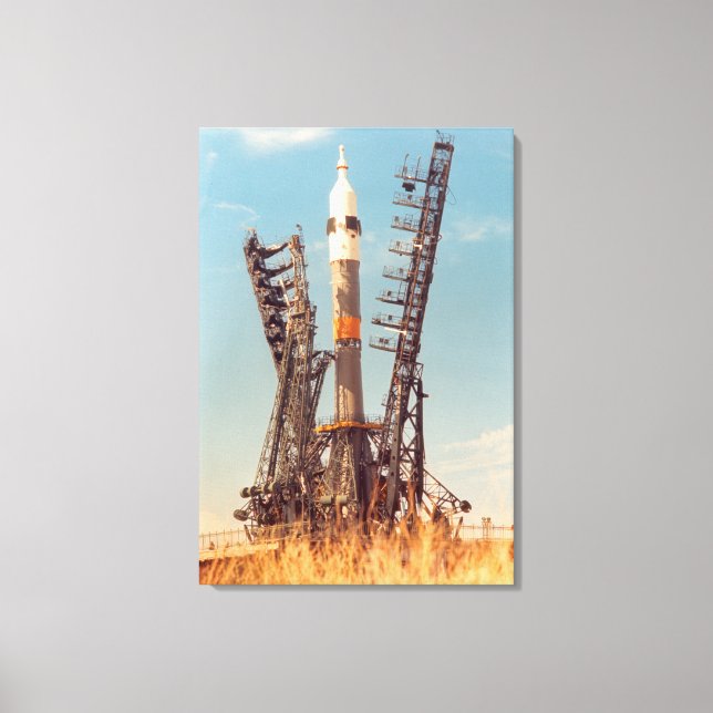 Installation of Soyuz Spacecraft at Baikonur Canvas Print (Front)