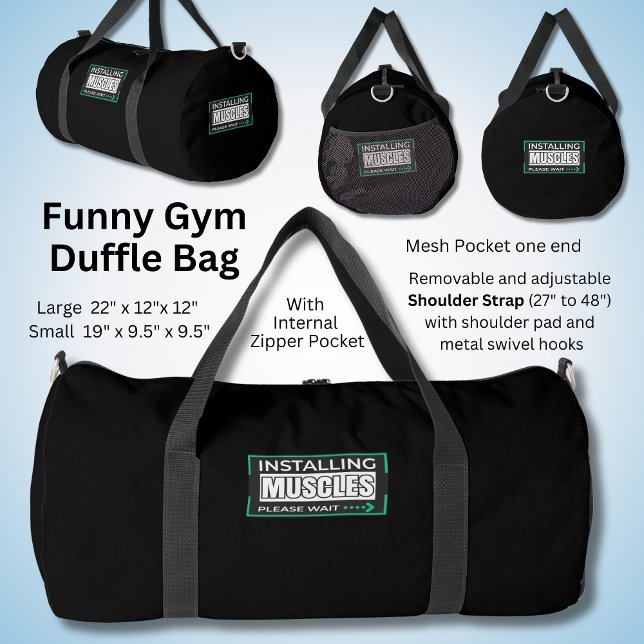 Installing Muscles, Funny Sarcastic Gym Duffle Bag (Creator Uploaded)