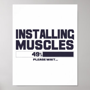 Installing Muscles Funny Sport Gym Bodybuilding Te Poster