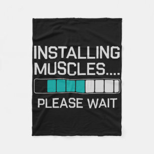 Installing Muscles Funny Weightlifting Workout Gym Fleece Blanket