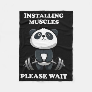 Installing Muscles Please Wait Cute Gym Panda Body Fleece Blanket