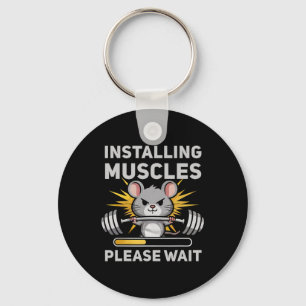 Installing Muscles Please Wait Cute Rat Gym Bodybu Keychain