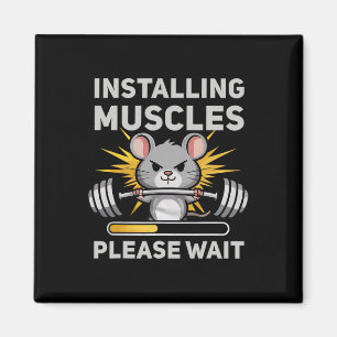 Installing Muscles Please Wait Cute Rat Gym Bodybu Magnet