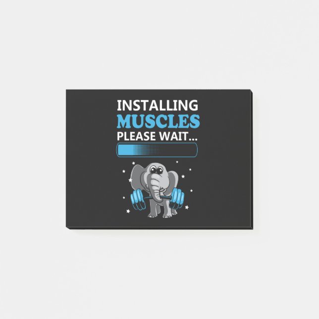 Installing muscles please wait elephant Gym Post-it Notes (Front)