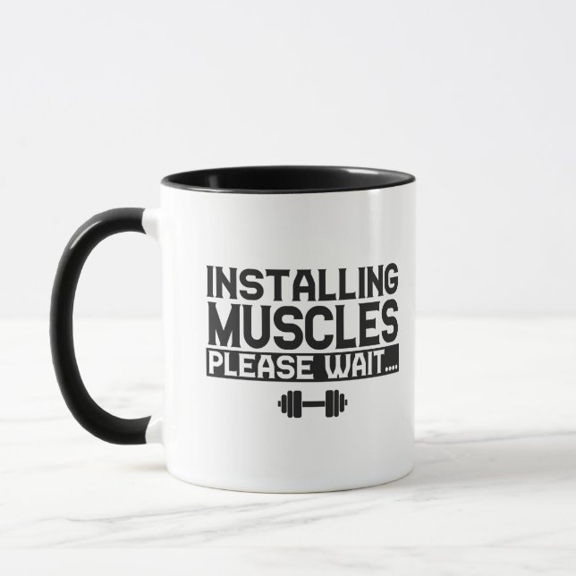Installing Muscles Please Wait Funny Fitness Gym Mug (Left)