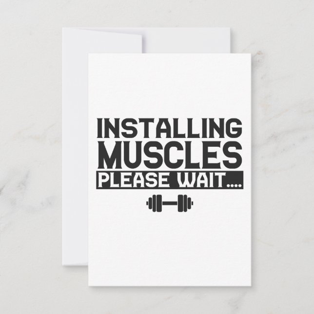 Installing Muscles Please Wait Funny Fitness Gym Thank You Card (Front)