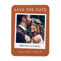 Instant Camera Style Save The Date Terracotta
