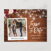Instant Camera Wood Floral Jars Save The Date