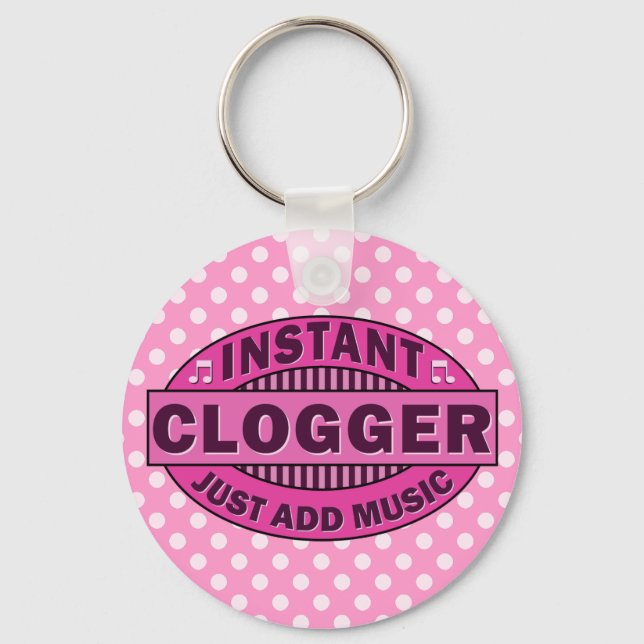 Instant Clogger Just Add Music Pink Keychain (Front)