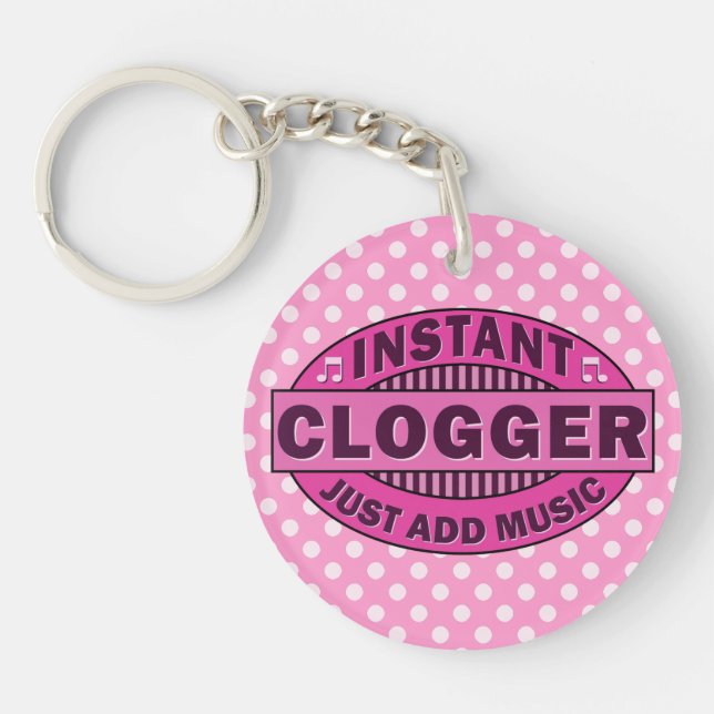 Instant Clogger Just Add Music Pink Keychain (Front)