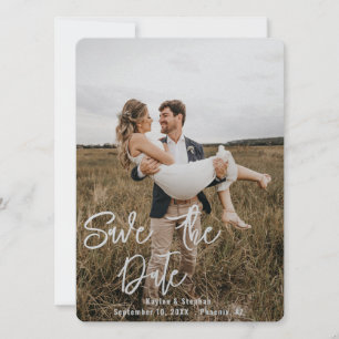 Instant Custom Script Personalized Photo Wedding  Save The Date