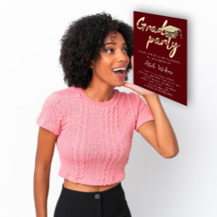 Instant Download Graduation Party Gold Burgundy Invitation