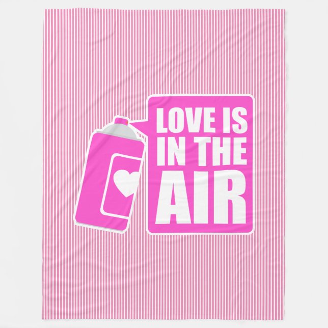 Instant Love Pink Striped Fleece Blanket (Front)