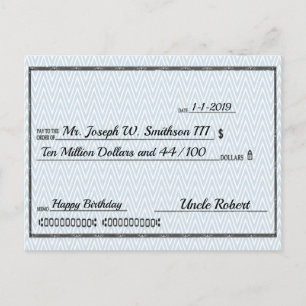 Instant Millionaire Check Any Occasion Postcard