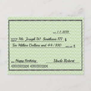 Instant Millionaire Check Any Occasion Postcard