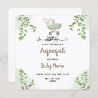 Instant Modern Chic Aqeeqah Aqiqah Invite Card