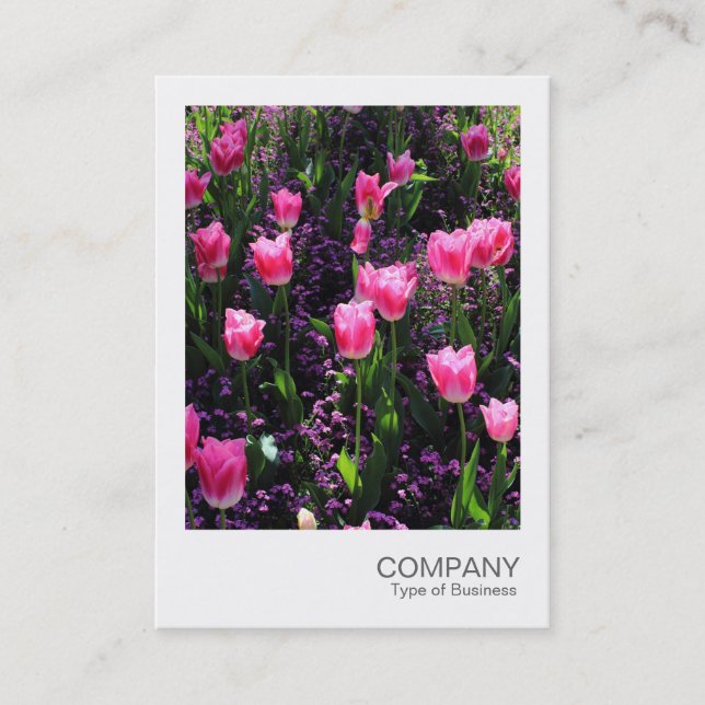 Instant Photo 089 - Bed of Pink Tulips Business Card (Front)