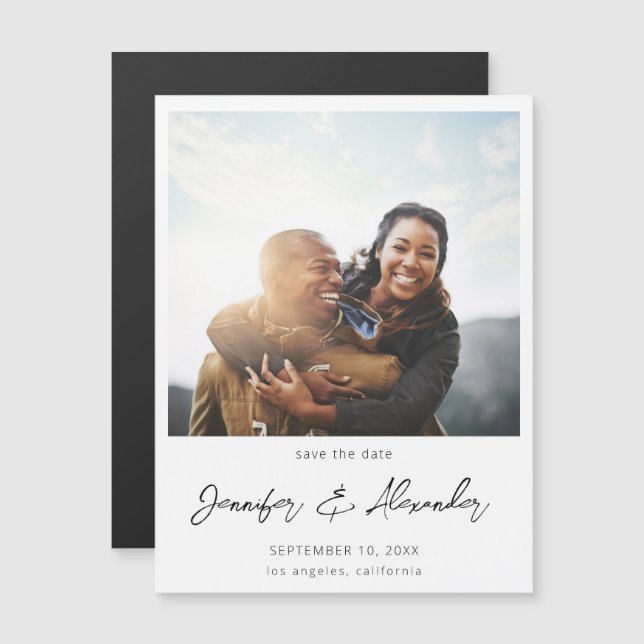 Instant Photo 2 Save the Date - White V2 Magnet (Front/Back)