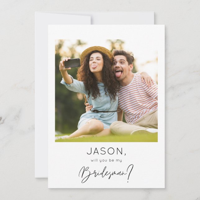 Instant Photo Be My Bridesman Proposal Invitation (Front)