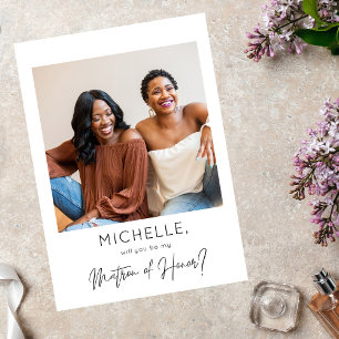 Instant Photo Be My Matron of Honour Proposal Invitation