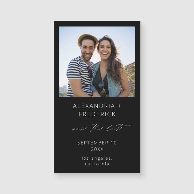  Instant Photo Black Chic Save the Date Magnet SM  (Front)