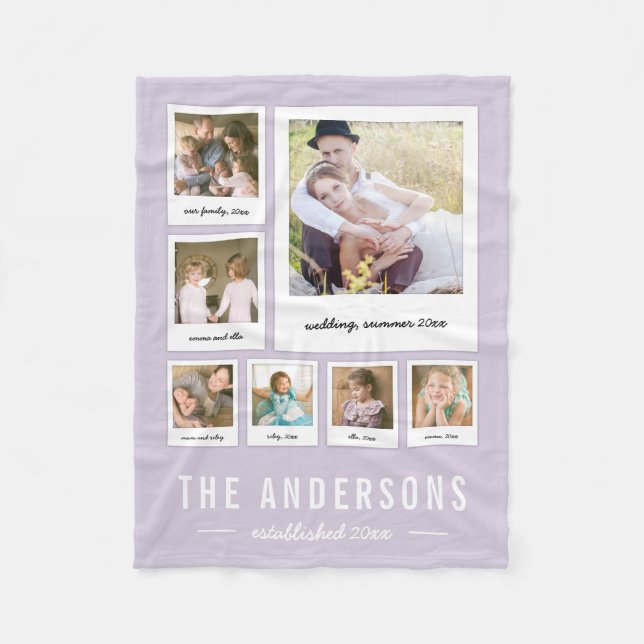 Instant Photo Collage Editable Background Color Fleece Blanket (Front)