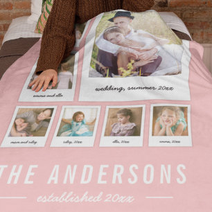 Instant Photo Collage Editable Background Color Fleece Blanket