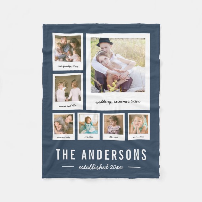 Instant Photo Collage Editable Background Color Fleece Blanket (Front)