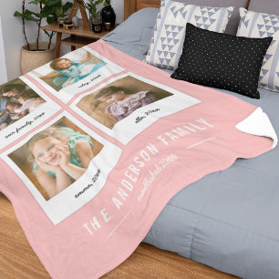 Instant Photo Collage Editable Background Colour Fleece Blanket