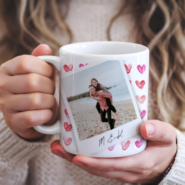 Instant Photo Hearts Monogram Coffee Mug (Creator Uploaded)