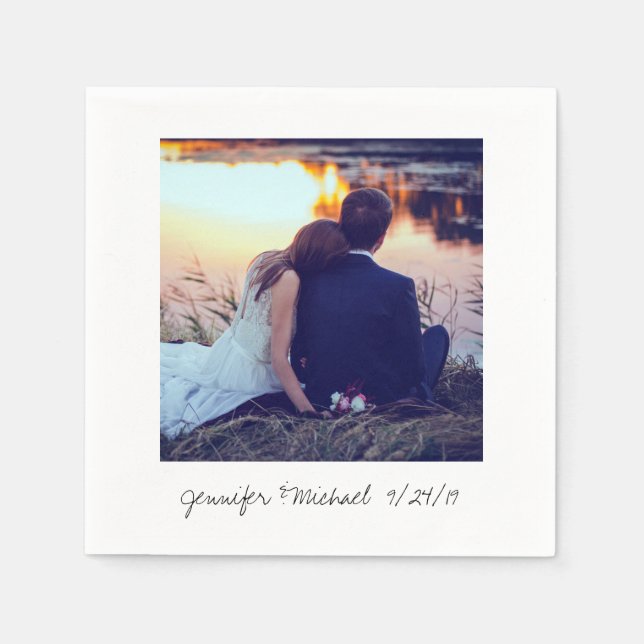Instant Photo Look Photo Wedding Napkin (Front)