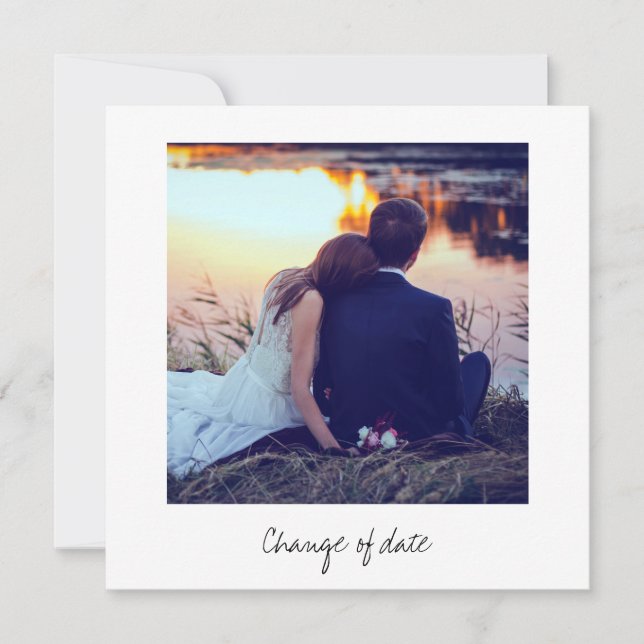 Instant Photo Look Wedding Change of Date Invitation (Front)