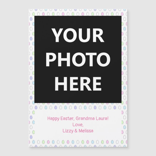Instant Photo Retro Message Magnet | Easter Eggs (Front)